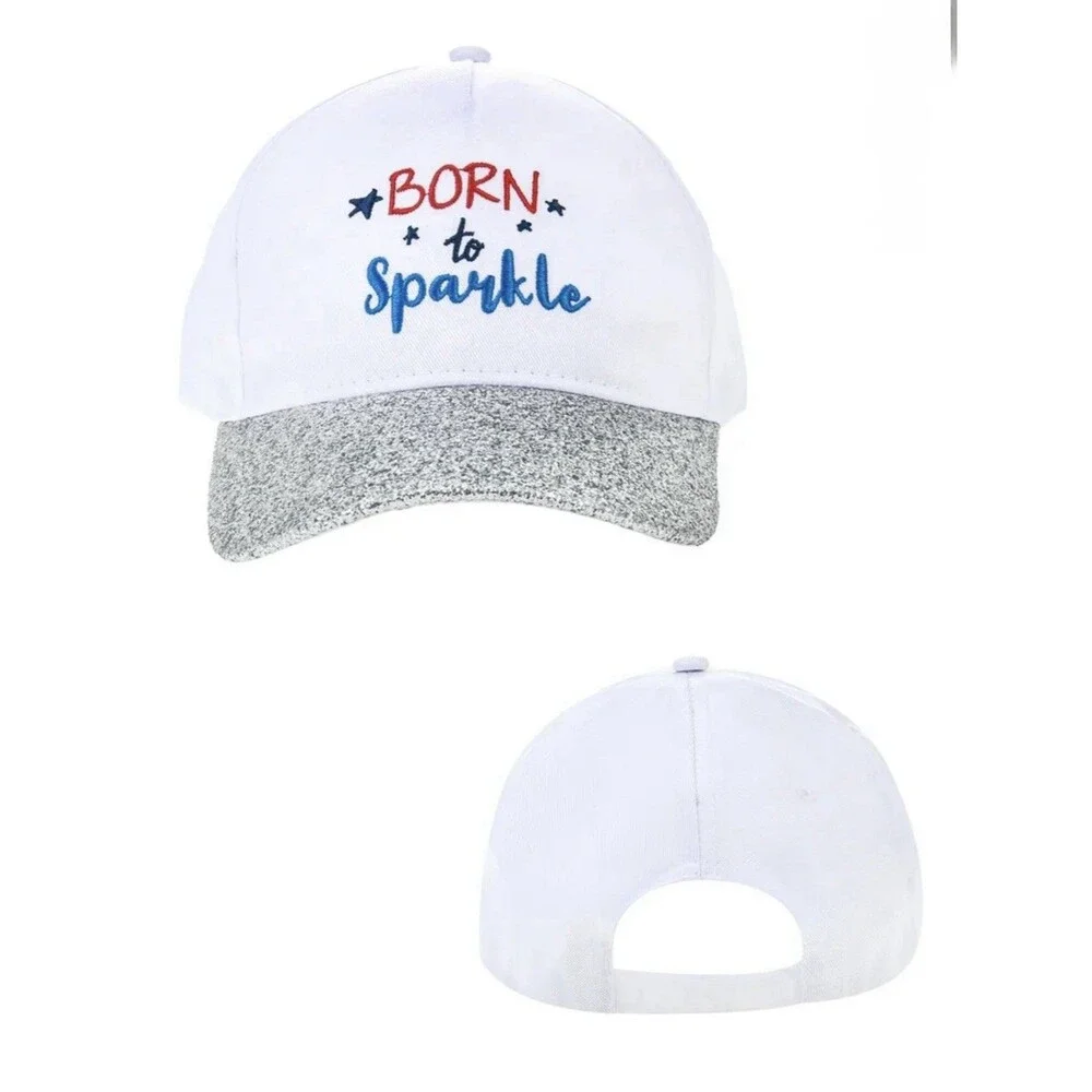 2 Celebrate America Ball Caps~Red, Whi & Blu, Adult Size&Born to Spark~Kids Size